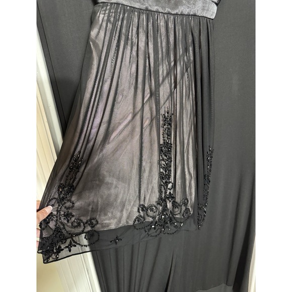 Y2K Velvet Black Sequin Sheer Lace Ruffle Babydoll Party Dress Whimsigoth Fairy - Picture 3 of 10